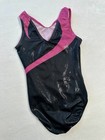Gk Elite Leotard Gymnastics Pink Black Rhinestone Bling Shimmer Tank Size  Cl