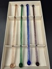 Glass Swizzle Sticks Lot Of 4 Multicolor Cocktail Barware Drink Stirrers 8   