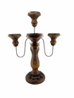 Vintage Wood   Metal 5 Arm Candelabra Candle Holder Rustic Colonial Table