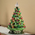 Lighted Ceramic Vintage Green Christmas Tree Corded Holiday Table Home Decor 15 