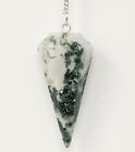 Tree Agate Pendulum With Chain  Faceted  natural Crystal Stone  