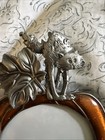 Enameled Pumpkin And Pewter Cat 3 X 3 Picture Frame Halloween Fall Decor Euc