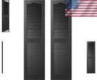 Black Cathedral Top Louver Shutters  14 5x67 - Pair