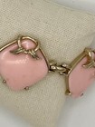 Vintage Pink Panel Link Bracelet Mcm Gold Tone Wide  7 75 Inch