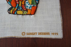 Completed Crewel Embroidery Patchwork Cat Kitten 8x6 Finished framed Size