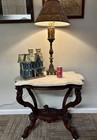 Antique Victorian Marble Top Parlor Table With Carved Dog Pick Up Only