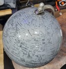Vintage Gray World Globe Glossy With Silver Metal 9 X 14  top Needs To Be Glued 