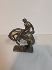Vintage Western Cowboy Bucking Bronco Metal Figurine Paperweight The Alamo Texas