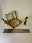 Vintage Gold Tone W  Beautiful Design  Powder Compact   Lipstick W  Mirror - 330