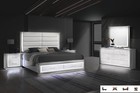New 4pc Modern Italian Led Queen King Gloss White Contemporary Bedroom Bed d m n