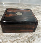 Vintage Zebrawood Trinket Box With A Piso Coin From The Philippines