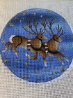 Handpainted Needlepoint Canvas 18 Mono Zweigart santa s Reindeers Ornament right