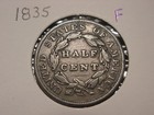 1835 Classic Head Half Cent Fine F Free Shipping
