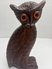 Vintage Hand Carved Wood Owl Figurine Statue Mid Century Modern Style