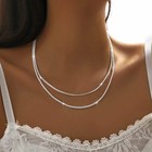 Fashion Simple Sparkling Necklace For Women Silver Color Clavicle Chain Choker N