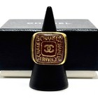 Chanel Cc Coco Mark Logos Ring Gold Colorstone Vintage Authentic Japan