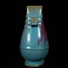 9 2 old China Song Dynasty Jun Kiln Porcelain Zun Cup Bottle Pot Vase Statue