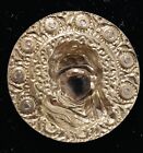 Ex Rare Art Nouveau Antique Brass Repousse Button  Ca   1880s 90s Theodora