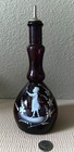 Beautiful Antique Amethyst Mary Gregory Pontiled Barber Bottle Original Top