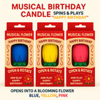 Musical Flower Birthday Candles - 3 Pack  blue  Yellow  Pink  Plays Happy Bday