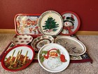 Christmas Trays- Lot Of 8  Vintage Metal   Plastic