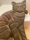 Vintage Cast Iron Cat Wall Plaque With 2 Pegs For Keys  Etc  