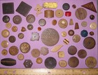 Vintage Artisan Wood Button Lot 57 Artisan Hand Carved   Painted Statement