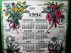 Vtg 1992 Calendar Cotton Banner Calendar Flower Bouquets Birth Year Anniversary