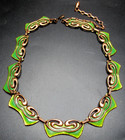 Matisse Green Enamel Copper Vintage Necklace