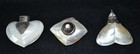 Set Of 3 Sea Shell Snuff Boxes Vintage Mother Of Pearl Heart   Diamond Shaped