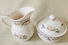 Gorham Town   Country Ashley Creamer And Lidded Sugar Bowl Set Fine China Unused