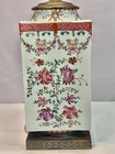 19th Chinese Famille Rose Export Quadrangular Fanghu Vase As Lamp