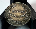 1914 El Salvador 5 Cinco Five Centavos  Silver  Km  124