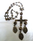 Vintage Yalalag Oaxaca Mexico Sterling Silver Cross Medals Wing Heart Necklace