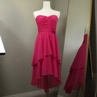 Alfred Angelo Hot Pink Strapless Chiffon High Low Bridesmaid Dress Size S