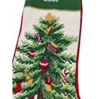 Christmas Stocking Needlepoint Wool Christmas Tree Red Velvet Personalized John