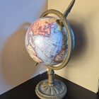 Vintage Tabletop Globe French 1745 World Map Reproduction On Cast Iron Base 7x13