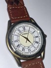 Vintage Fossil Ec-6834 Watch 34mm Bevel Crystal Brown Braided Leather