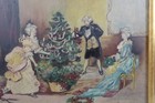 Antique 19th Century Naive Primitive Oil Painting Of Victorian Christmas Scene