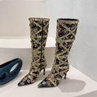 Womens Pointed Toes Thin Heels High Heels Fashion Fine Heels Knee High Boots