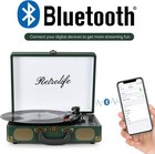 Vinyl Record Player - 3-speed Bluetooth Portable Belt-driven Suitcase Turntable 