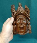 Old Vintage Asian Chinese Hand Carved Longwang Dragon King Mask Wood Carving