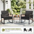 With Coffee Table 3 Pieces Patio Furniture Set Outdoor Wicker Bistro Chair Black