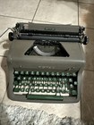 Vintage 1953 Royal Quiet De Luxe Deluxe Portable Typewriter Green Gray Hard Case