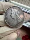 1896 Great Britain Crown Queen Victoria Veiled Head Silver Crown Vf Details