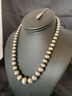 Navajo Pearls Graduated Sterling Silver Round Seamless Bead Necklace 30   