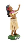 Hawaiian Hula Lady Dancing Mini Dashboard Doll - Natural Skirt  4  Doll  Aloha