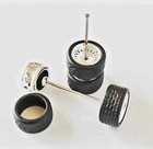 10 Sets Steelie Chrome Rims   11mm Real Rider Rubber Tires 1 64 Wheel Swap