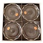 Bohemia Czech Cut Glass Crystal Coasters Sunburst Set Of 4 Vtg New In Gift Box