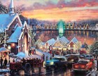 Thomas Kinkade  the Lights Of Christmas Town   Custom Framed Art New 